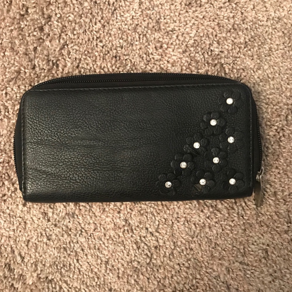 Black Wallet w Floral design